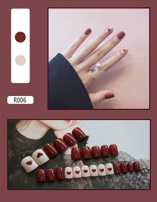 12 Sizes-24 Pcs Press On Nails R001