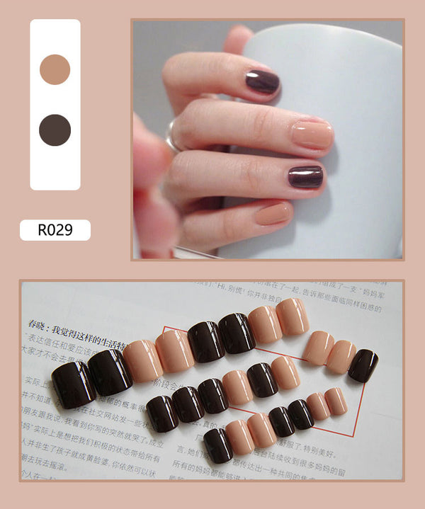 12 Sizes-24 Pcs Press On Nails R001