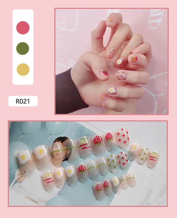 12 Sizes-24 Pcs Press On Nails R001
