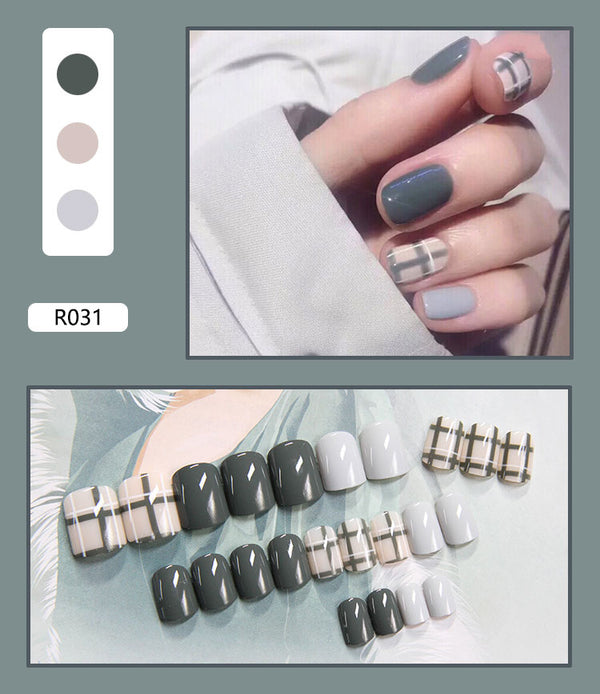 12 Sizes-24 Pcs Press On Nails R001
