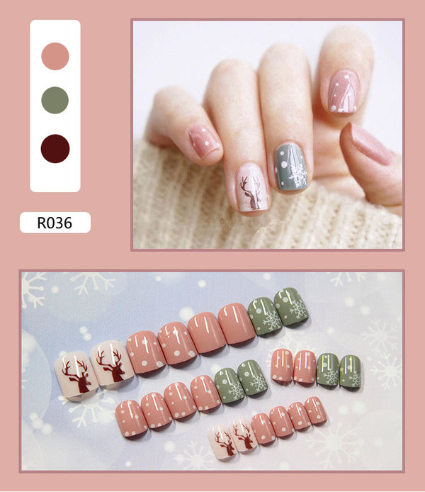 12 Sizes-24 Pcs Press On Nails R001