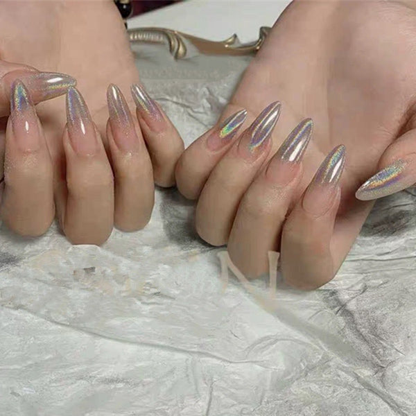 12 Sizes-24 Pcs Press On Nails jp735-laser-ombre