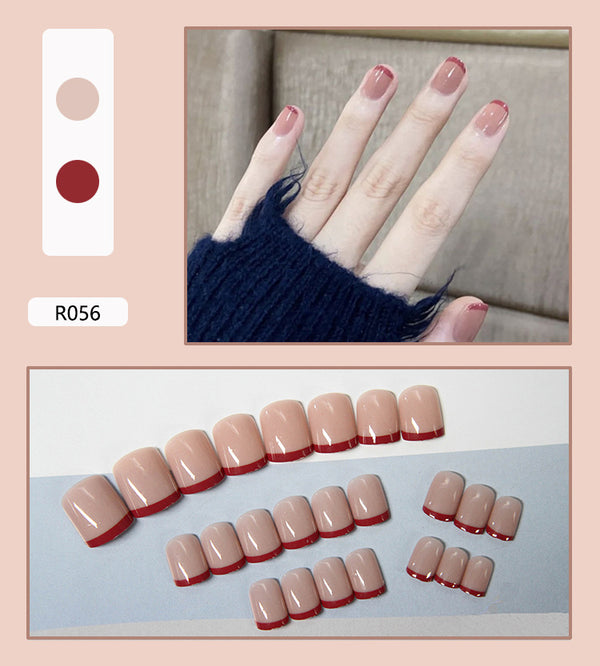 12 Sizes-24 Pcs Press On Nails R041