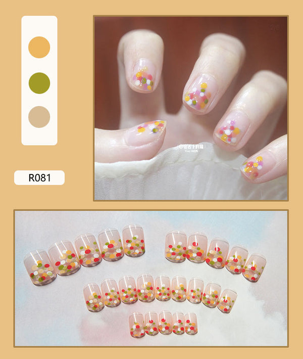 12 Sizes-24 Pcs Press On Nails R081
