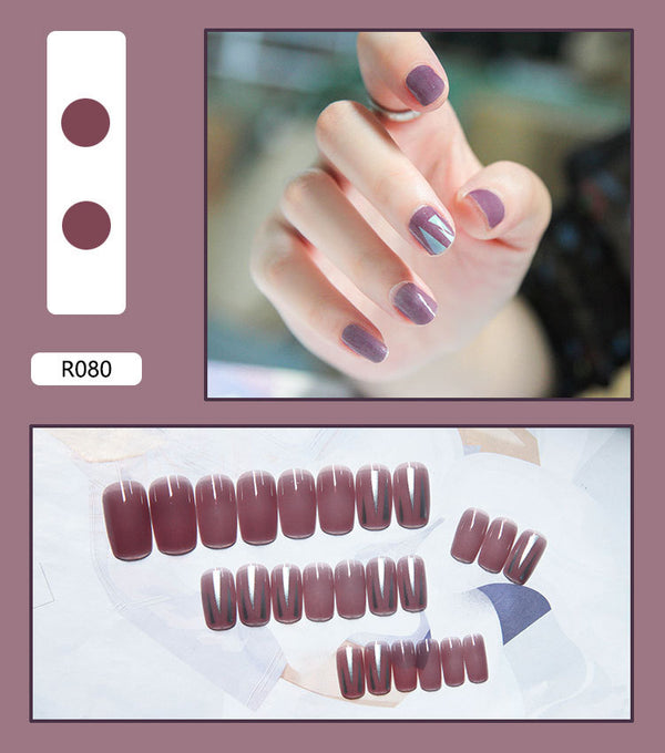 12 Sizes-24 Pcs Press On Nails R041