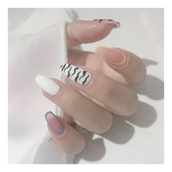 12 Sizes-24 Pcs Press On Nails JP824