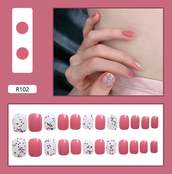 12 Sizes-24 Pcs Press On Nails R081