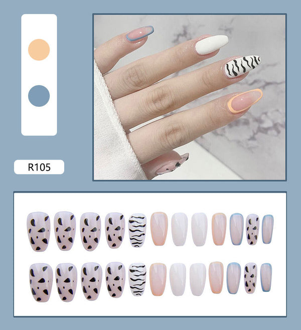 12 Sizes-24 Pcs Press On Nails R081