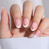 Almond French Glossy Medium Oval Pink Press on Nails