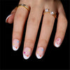 Almond French Glossy Medium Oval Pink Press on Nails