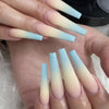 Blue Long Matte Ombre Press on Nails