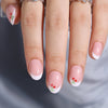 Almond French Glossy Medium Oval Pink Press on Nails