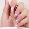 Almond French Glossy Medium Pink Press on Nails