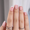 Almond French Glossy Medium Oval Pink Press on Nails