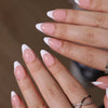 Almond French Glossy Medium Pink Press on Nails