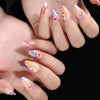 Almond Blue French Glossy Medium Press on Nails