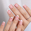 Almond French Glossy Medium Oval Pink Press on Nails