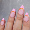 Almond French Glossy Medium Pink Press on Nails