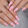 Almond French Glossy Medium Pink Press on Nails