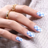 Almond Blue Glossy Medium Oval Press on Nails