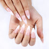 Almond French Glossy Long Pink Press on Nails