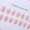 Almond French Glossy Medium Pink Press on Nails