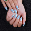 Almond Blue Glossy Medium Press on Nails