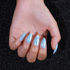 Almond Blue Glossy Medium Press on Nails