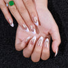 Almond French Glossy Medium Pink Press on Nails