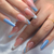 Blue French Long Press on Nails