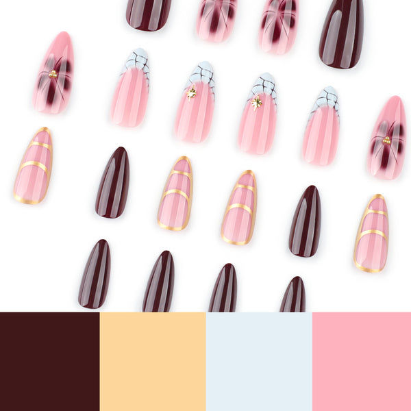 12 Sizes-24 Pcs Press On Nails JP3776