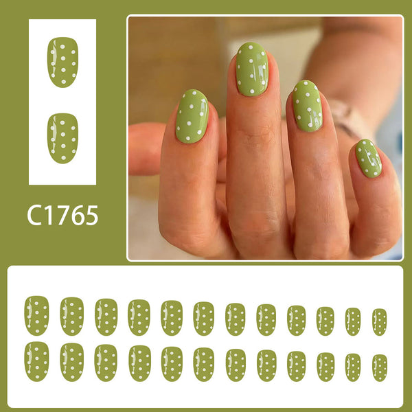 12 Sizes-24 Pcs Press On Nails C1765