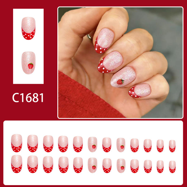 12 Sizes-24 Pcs Press On Nails C1681
