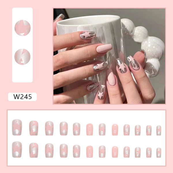12 Sizes-24 Pcs Press On Nails W245