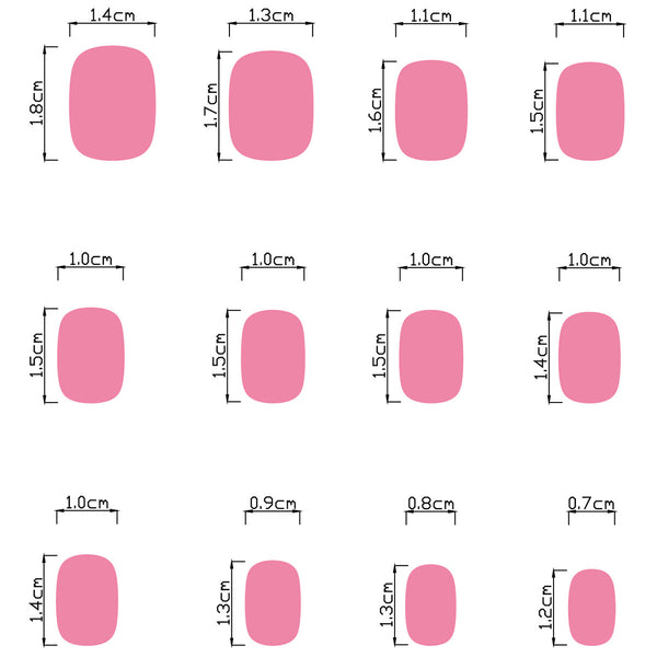 12 Sizes-24 Pcs Press On Nails DJ-251