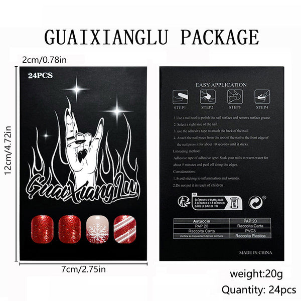 12 Sizes-24 Pcs Press On Nails C1349