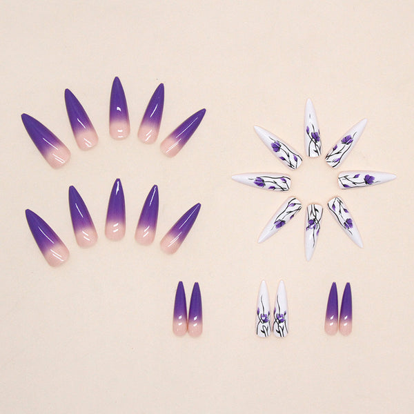 12 Sizes-24 Pcs Press On Nails W663