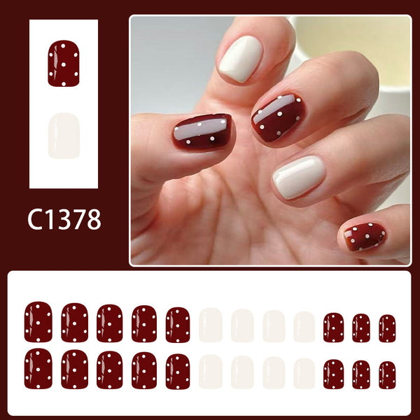12 Sizes-24 Pcs Press On Nails C1378