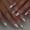 Almond French Glossy Long Press on Nails