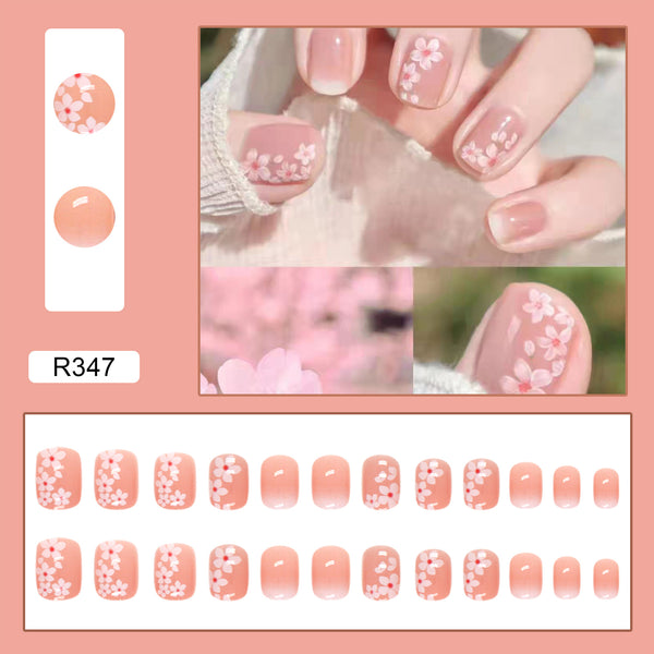 12 Sizes-24 Pcs Press On Nails R321