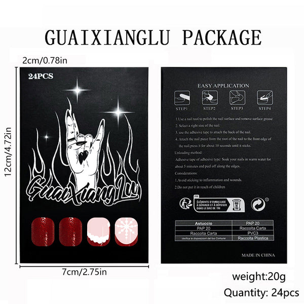 12 Sizes-24 Pcs Press On Nails C1318