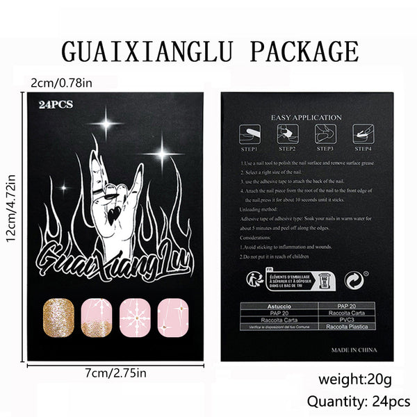 12 Sizes-24 Pcs Press On Nails C1275