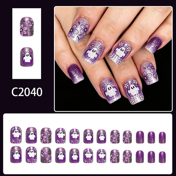 12 Sizes-24 Pcs Press On Nails C2040