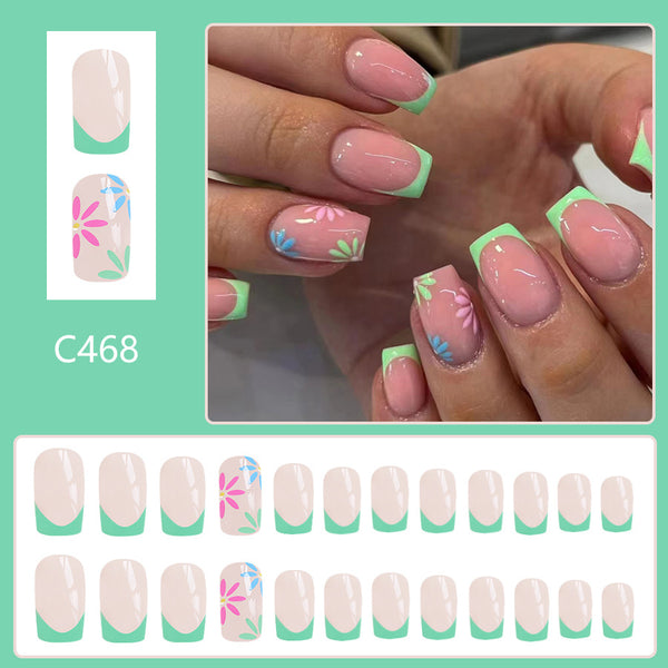 12 Sizes-24 Pcs Press On Nails C468