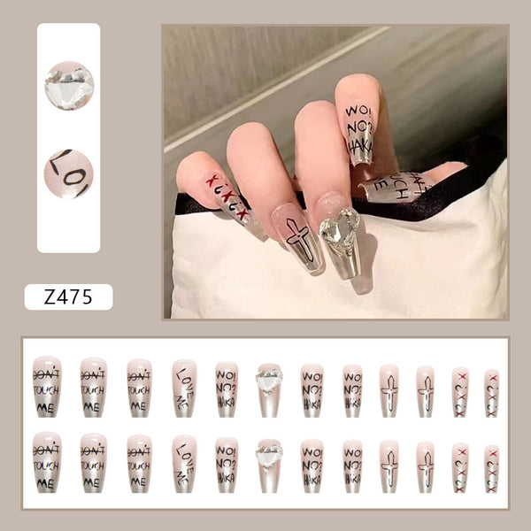 12 Sizes-24 Pcs Press On Nails Z455