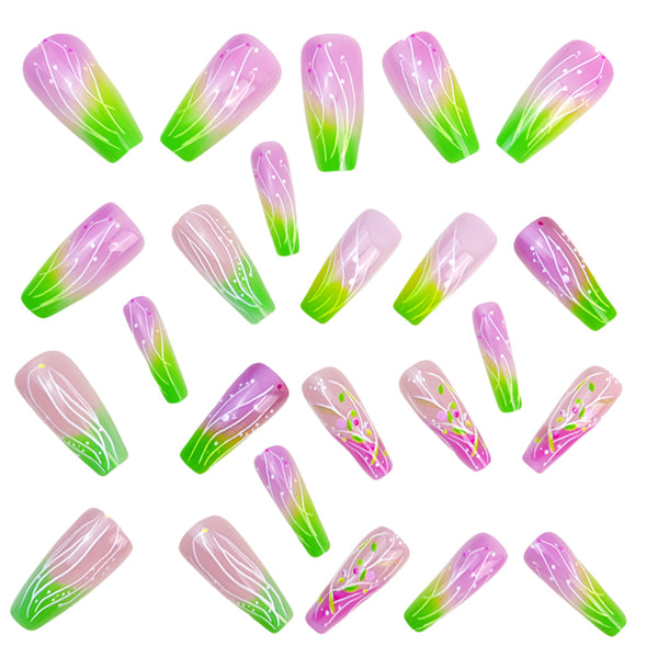 12 Sizes-24 Pcs Press On Nails Y1022
