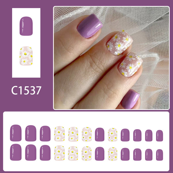 12 Sizes-24 Pcs Press On Nails C1537