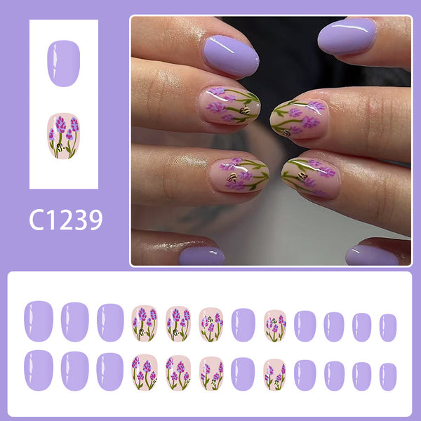 12 Sizes-24 Pcs Press On Nails C1239
