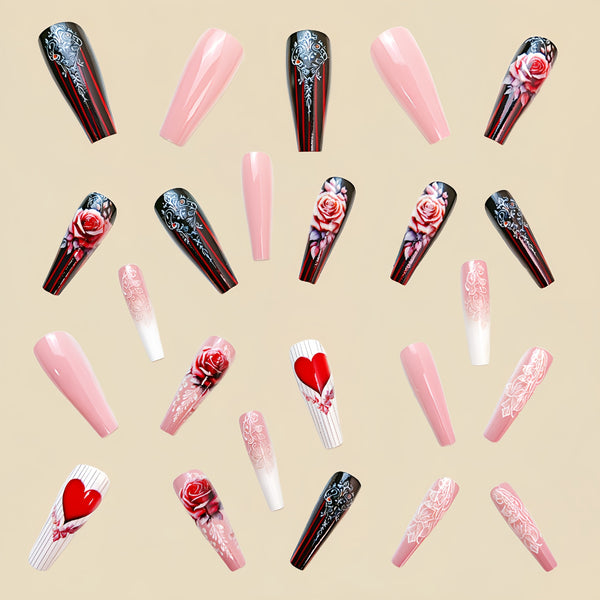 12 Sizes-24 Pcs Press On Nails Y444