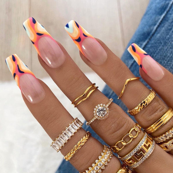 12 Sizes-24 Pcs Press On Nails W053